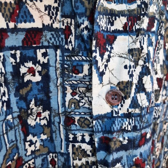 Vintage MAXX FM 90s Men’s Button Up Shirt Abstract Funky Print Size M USA - Picture 3 of 5